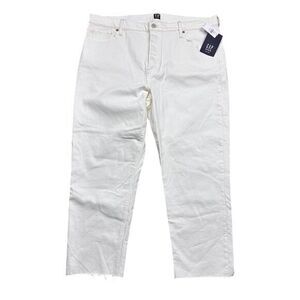 NWT‎ GAP Women's High Rise Cheeky Straight Jeans Ecru Size 18 Raw Hem